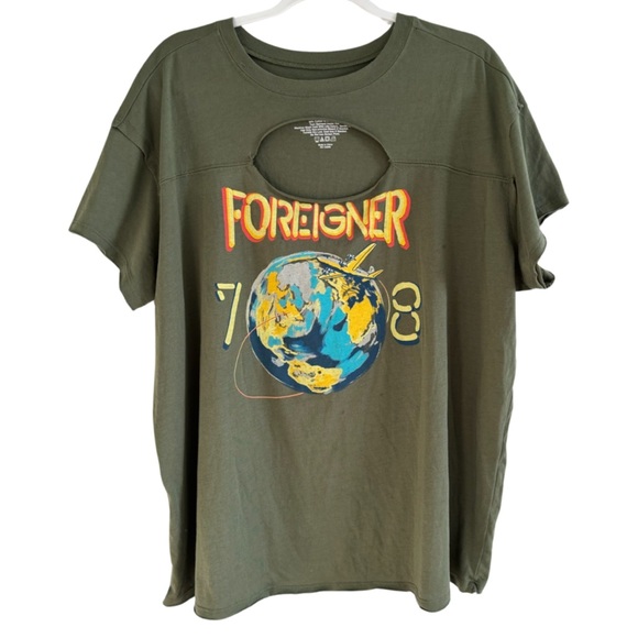 Torrid Foreigner Classic Fit Cotton Keyhole Tee Dusty Olive Size 1 - Picture 3 of 9